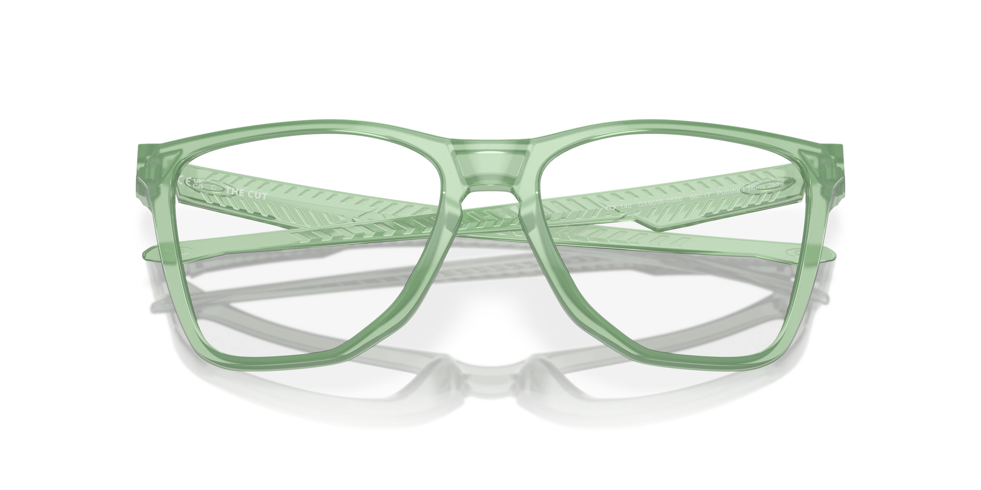 Oakley OX8058 The Cut Square Eyeglasses - Polished Trans Jade