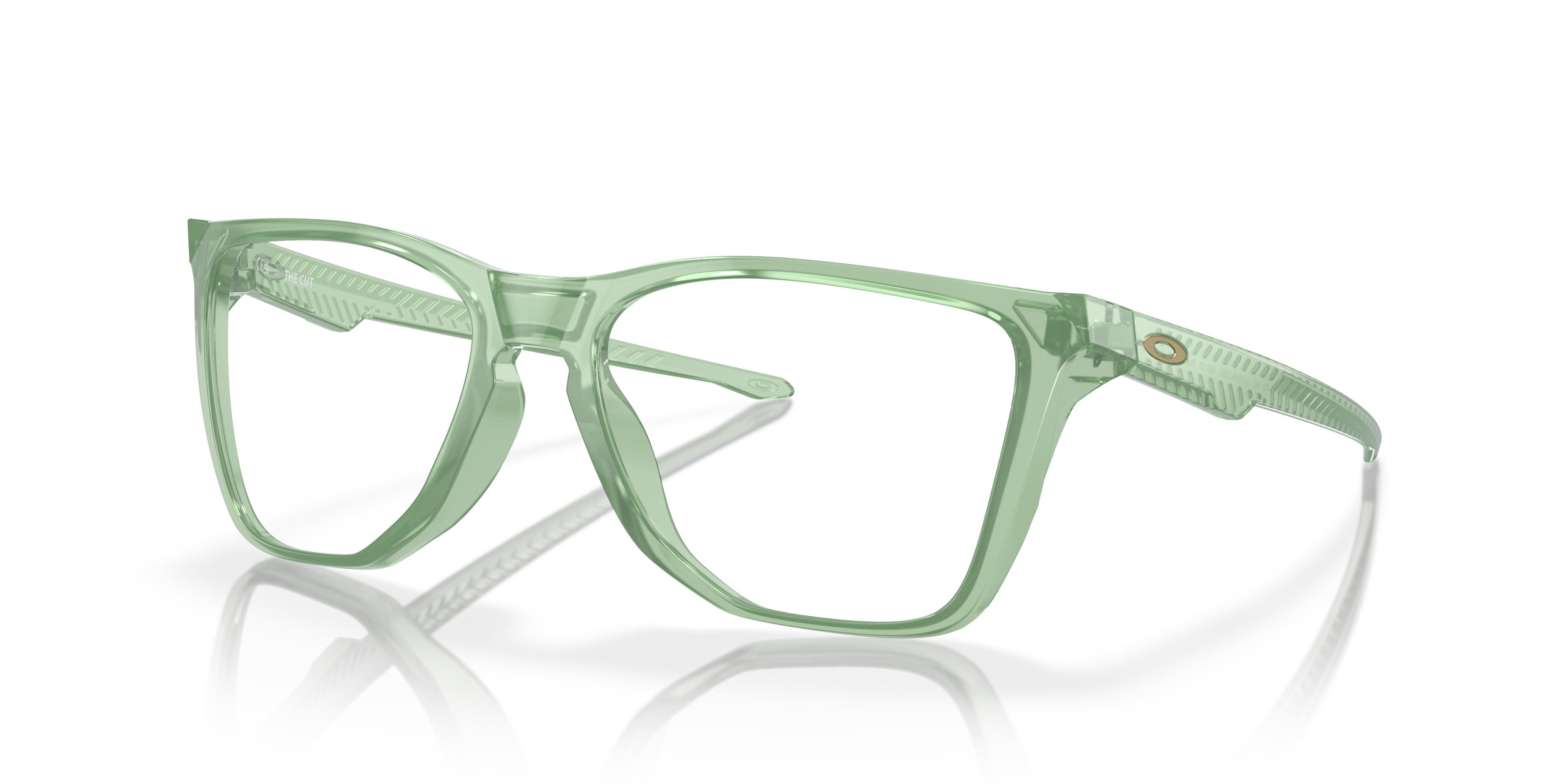 Oakley OX8058 The Cut Square Eyeglasses - Polished Trans Jade