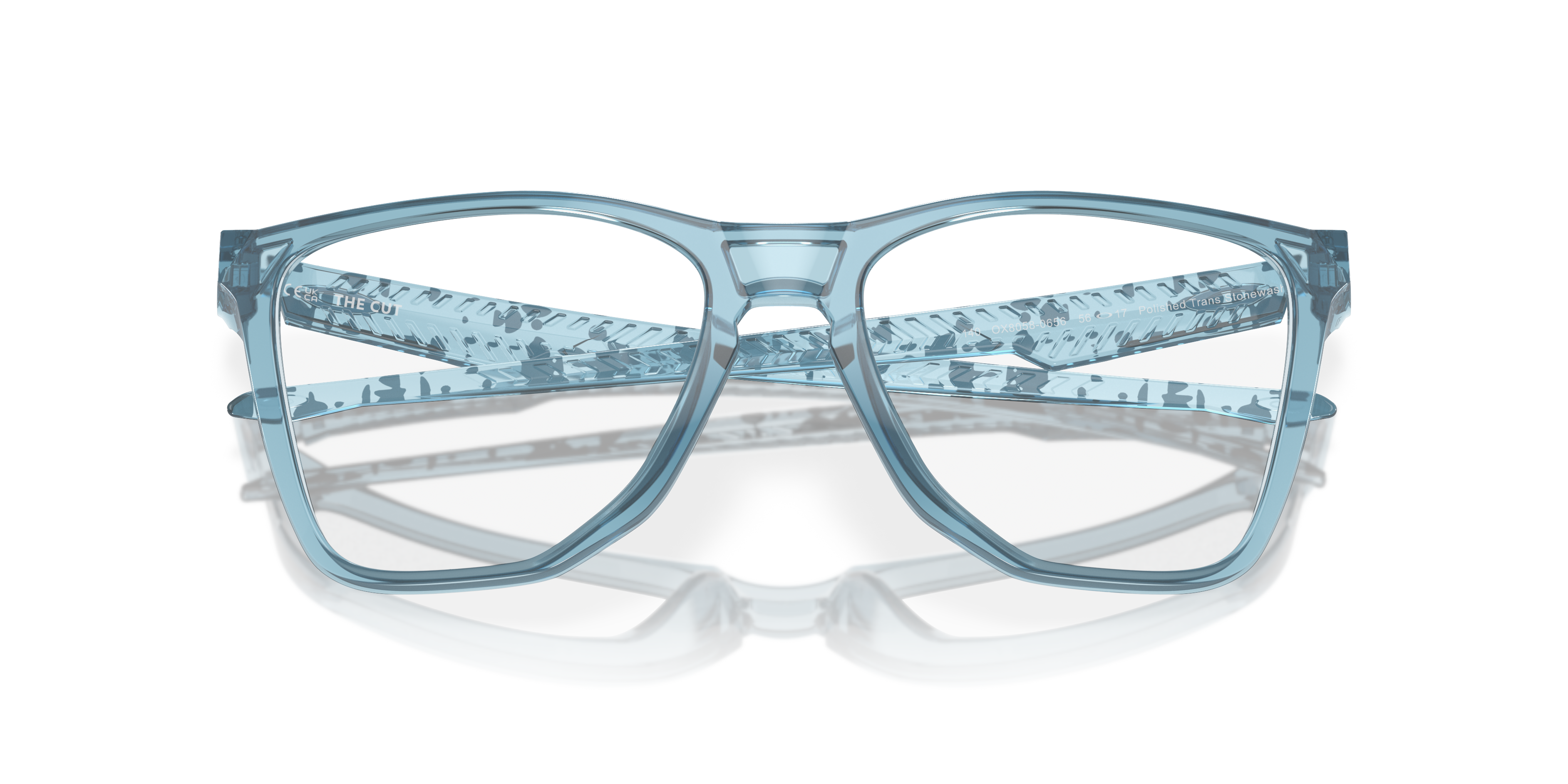 Oakley OX8058 The Cut Square Eyeglasses - Polished Trans Jade